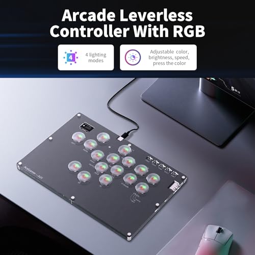 AceGamer Arcade Stick 16Keys All-Button Gamer Finger with Turbo Functions, Custom RGB, Arcade Controller Street Fight for PC/PS3/PS4/Switch/Steam Game Keyboard-Supports Hot Swap (Black) - color: black