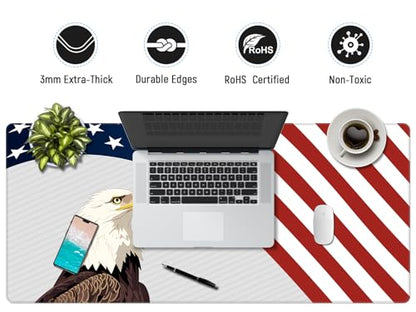 JIALONG Large Gaming Mouse Pad, XXL Desk Mat, Durable Extended Mousepad with Stitched Edges, Non-Slip Base Keyboard Mat for Gamer, Office and Home - 35.4x15.7 Inches - color: Flag