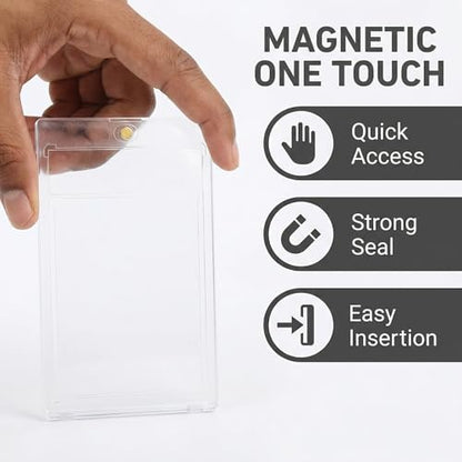 50 Pcs 35 Pt Acrylic Magnetic Card Holders, One Touch Graded Card Slabs | Clear Magnetic Card Cases For Sports, Baseball And Trading Card Storage, Protection, Display And Collecting