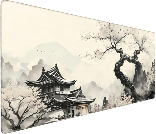 Large Extended Mouse Pad with Stitched Edges 35.4"x15.7" - Waterproof Desk Mat, Non-Slip Rubber Base for All-Desk Coverage, Perfect for Gaming Office Home, Landscaping - color: landscaping, size: 35.4L x 15.7W inches