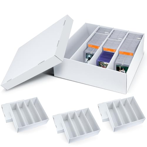 Pulchra 4 Pack Trading Graded Card Storage Box - 4 Rows Graded Card Case Holds 176 PSA Slab Cards, Graded Card, Cardboard Holder Organizer Boxes with Dividers for Sport Cards PSA/GMA/CSG/SGC/HGA/MTG - size: 4 Pack, style: 4 Row