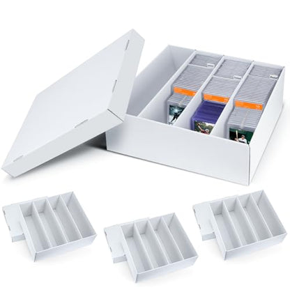 Pulchra 4 Pack Trading Graded Card Storage Box - 4 Rows Graded Card Case Holds 176 PSA Slab Cards, Graded Card, Cardboard Holder Organizer Boxes with Dividers for Sport Cards PSA/GMA/CSG/SGC/HGA/MTG - size: 4 Pack, style: 4 Row