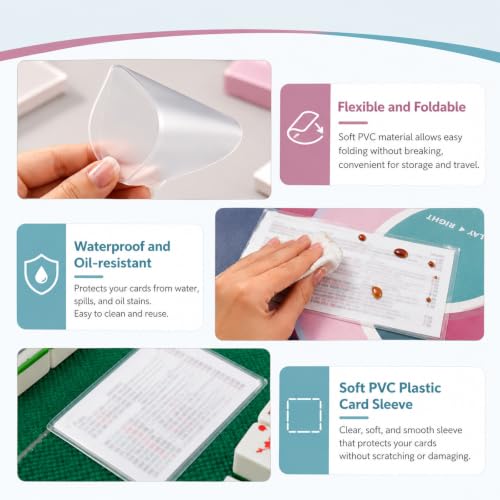 2026 Mah-Jong Card Sleeves 4Pack, Size (6 1/8" x 4 3/4") Durable Protective Covers Holder for Mah-Jong Tiles & Cards, Anti-Scratch & Anti-Wear, Easy to Use for Friends Gathering