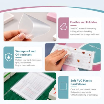 2026 Mah-Jong Card Sleeves 4Pack, Size (6 1/8" x 4 3/4") Durable Protective Covers Holder for Mah-Jong Tiles & Cards, Anti-Scratch & Anti-Wear, Easy to Use for Friends Gathering