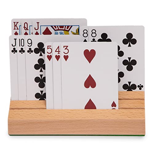 Black long Di fang Standard Size Solid Beech Playing Card Holder-2 Piece Set-Card Storage