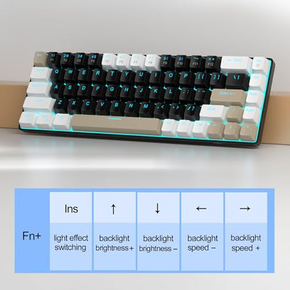 MageGee Portable 60% Mechanical Gaming Keyboard, MK-Box LED Backlit Compact 68 Keys Mini Wired Office Keyboard with Brown Switch for Windows Laptop PC Mac - Black/Coffee Color - color: Brown/Brown Switch
