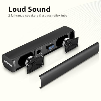 Sound Bar for Smart TV with Wired Subwoofer, 2.1 CH Small TV Soundbar Speakers, Support Bluetooth 5.3/ARC/Optical/AUX/USB Connectivity, S100 Pro, Black - color: Bright Black