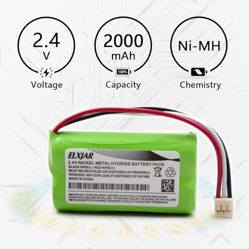 (2-Pack) 2.4V 2000mAh Ni-MH Battery Pack Replacement for Nvidia Shield Game Controller, Shield TV Game Controller P2920, HRLR15/51, HFR-50AAJY1900x2