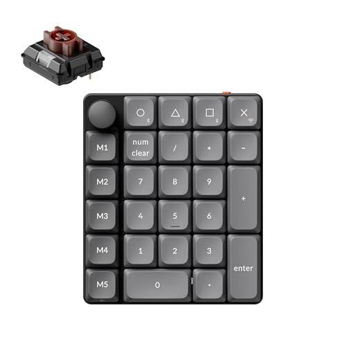 Keychron K0 Max Wireless Low-Profile Number Pad, QMK/VIA Programmable, Hot-Swappable Brown Switch, RGB Backlit, 2.4GHz & Bluetooth 5.3, 1000Hz Polling Rate, with Knob, for Windows/Mac - color: Brown Switch, size: Black