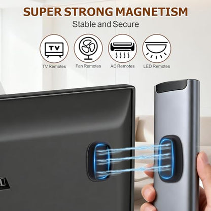 Ninsula 4 Pack Magnetic Remote Control Holder Wall Mount, No Drill Self-Adhesive Organizer TV Remote Holder, Black Organizer Storage Wall Holder for Tv, Fan, Air Conditioner, Bed