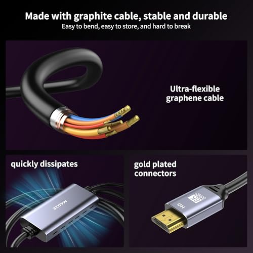 8K@30Hz HDMI to DisplayPort Cable 4K@144Hz, for PS5 Xbox Discrete GPU | HDMI 2.1 to DP 1.4, USB Power for Stable Signal, Aluminum Shell with Vents, for Laptop Discrete GPUs Xbox PS5