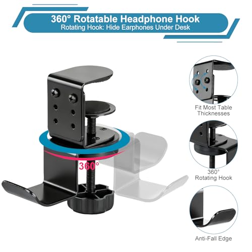MYITYARD Clamp Mug Hooks Under Desk, Clip On Hook Cup Holder, Desktop Hanging Headphone Hook for Office, Computer Desk, Student Class Desk, Cabinet - color: Desk Hooks
