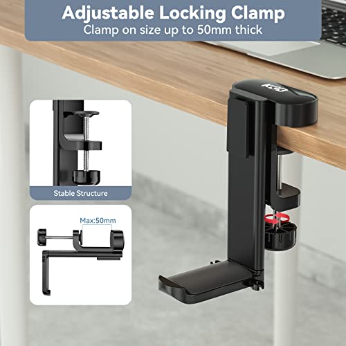 KDD Rotatable Headphone Hanger - Under Desk Clamp Controller Stand Replaceable Cup Holder - Compatible with Universal Headset, Controller, Cup(Black)