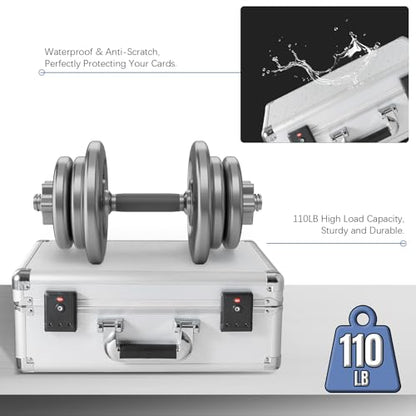 Graded Card Storage Box – Aluminum Alloy Trading Cards Storage Box with Combination Lock - Holds 140+ Graded Cards, Sports Card Case, Fits PSA, CSG, BGS (Silver) - color: Silver