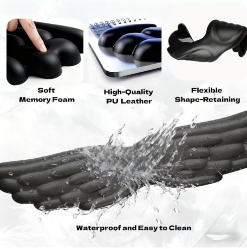 inbesk Angel Wing Wrist Rest Ergonomic Memory Foam Wrist Rest for Computer Keyboard Mouse Set, Cute Gaming Keyboard Cushion Hand Support PU Leather Surface Anti-Slip Waterproof Dirt Resistant (Black) - color: Black