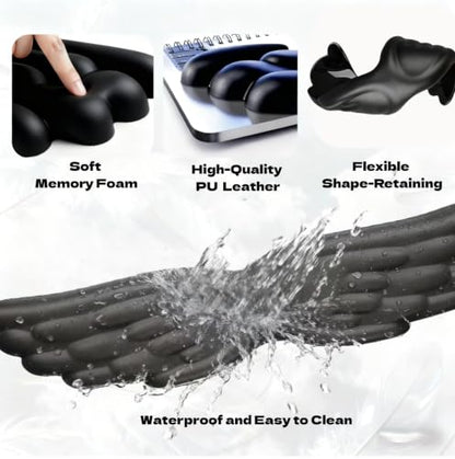 inbesk Angel Wing Wrist Rest Ergonomic Memory Foam Wrist Rest for Computer Keyboard Mouse Set, Cute Gaming Keyboard Cushion Hand Support PU Leather Surface Anti-Slip Waterproof Dirt Resistant (Black) - color: Black
