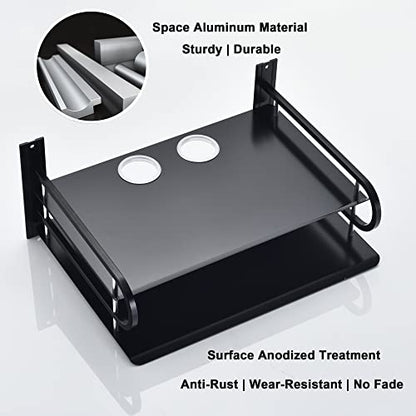 2-Tier Metal Floating Wall Shelves for AV TV Box Console, 12x9.8 Inch | Sturdy Aluminum Double Shelf, Holds Apple TV Roku Router Projector, Rust-proof, No-Drill Option, for Living Room Game Room - color: 2 Layers-large-1pcs