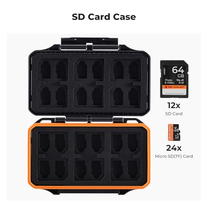 K&F CONCEPT 36 Slots Memory Card Case for SD Micro SD SDXC SDHC TF | Anti-Shock Carrying Storage Card Holder Water-Resistant for 24 Micro SD SDXC SDHC TF Cards and 12 SD SDXC SDHC Cards, PM03 - size: For 24 Micro SD + 12 SD