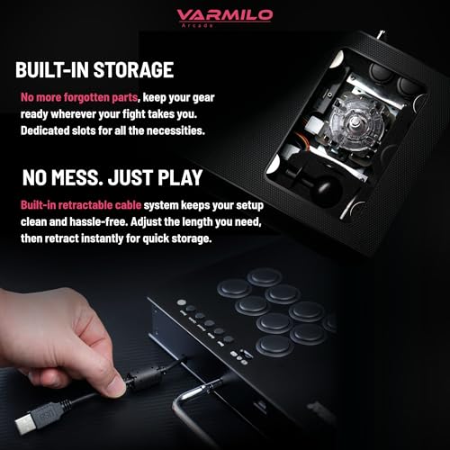 Varmilo Kassai X Arcade Fight Stick Rapid Trigger Tournament Grade Controller for Fighting Games Two Versions Standard PC Only or Pro Compatible with PC PS4 PS5 Nintendo Switch 1/2 (Sakura, Standard (PC-Only))