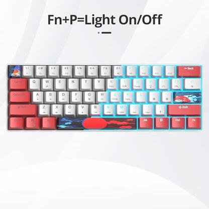 surmen 60% Wired Mechanical Gaming Keyboard, 61 Keys Backlit Ultra-Compact Mini Office Keyboard 60 Percemt with Linear Red Switch for PC/Mac Gamer, Typist (61 Red White) - color: 61 Red White
