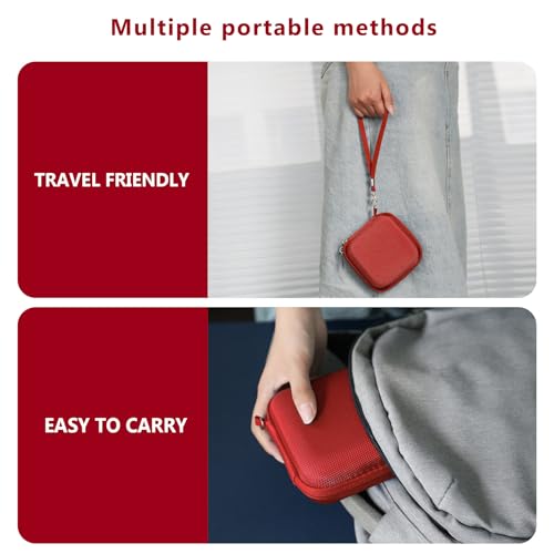 Supmay Hard Carrying Case for Anbernic RG Rotate/ RG34XXSP/ RG35XXSP Retro Handheld Game Console/ Game Boy Advance SP, Retro Game Travel Storage Holder with Mesh Bag for Battery, USB Cable, Red - color: Red