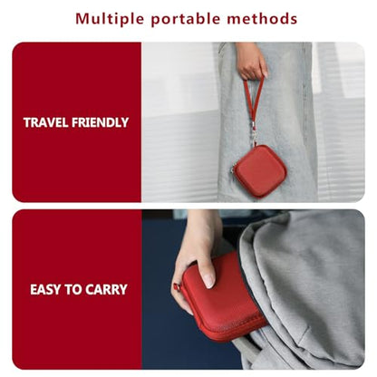 Supmay Hard Carrying Case for Anbernic RG Rotate/ RG34XXSP/ RG35XXSP Retro Handheld Game Console/ Game Boy Advance SP, Retro Game Travel Storage Holder with Mesh Bag for Battery, USB Cable, Red - color: Red