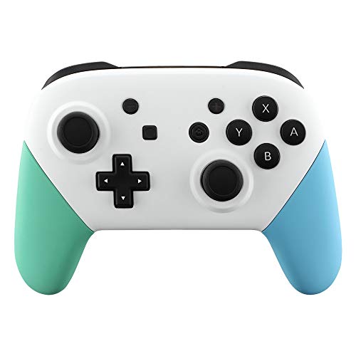 eXtremeRate White Faceplate Backplate Mint Green Heaven Blue Handles for Nintendo Switch Pro Controller, DIY Replacement Hand Grip Housing Shell Cover for Nintendo Switch Pro - Controller NOT Included - color: Mint Green & Heaven Blue