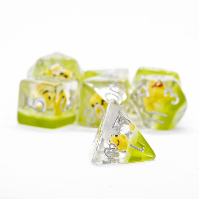 Sage's Portal Familiars and Reagents Resin DND Dice Set Polyhedral Dice Set for Dungeons and Dragons RPG Tabletop TTRPG (Bumble Bee) - color: Bumble Bee
