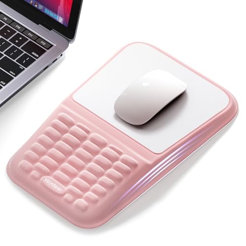 Vaydeer Ergonomic Mouse Pad with Wrist Rest – Memory Foam Mouse Pad with Wrist Support & Massage Bulge, Non-Slip PU Base, Relieves Carpal Tunnel Pain – Ideal Mouse Wrist Rest for Office & Home - color: A1 Rose Pink and White