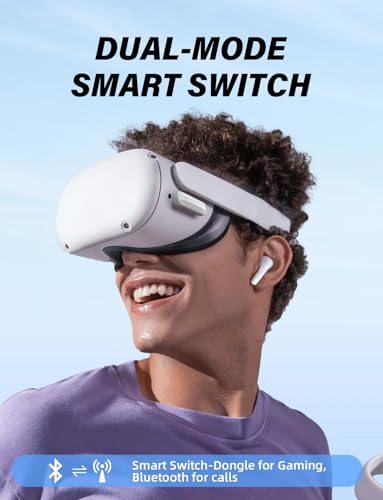 New Version Wireless Gaming Earbuds, 20ms Ultra Low Latency, 2.4GHz + Bluetooth 5.3 Dual Mode, ENC Mic, USB-C Dongle Compatible with PS5/PS4, Meta Quest 3/3S/2, Steam Deck, PC & Mobile - White