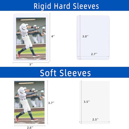 1000 Pack Card Sleeves Hard Plastic, Arjiekwei 3"X 4" Baseball Cards Protectors Plastic, Premium Card Holder for Trading Sports Baseball Football Game Cards (500 Hard + 500 Soft) - size: 500 Hard Sleeves + 500 Soft Sleeves