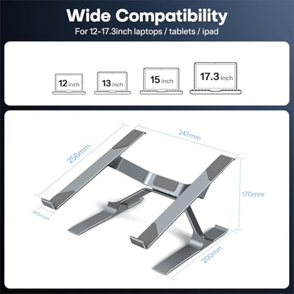 OMOTON More Stable Laptop Stand, Aluminum Adjustable Laptop Holder Stand for Desk, Ergonomic Detachable Notebook Riser Suitable for All Laptops (11-16 inch)