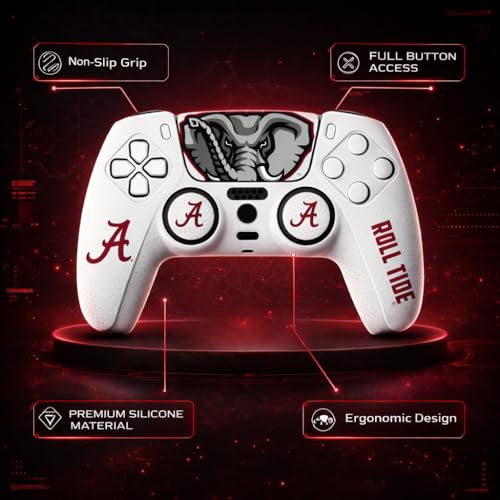 Silicone Gaming Cover Compatible with PS5 Controller - Officially Licensed University of Alabama Crimson Tide Away Design - color: Away-A1