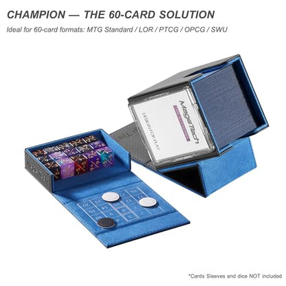 Mage Tech Adventurer [Champion] 60-Card Solution - Avatar Holder + Pocket Dice Box with Life Tracker - Rugged, Expandable - MTG Standard/LOR/PTCG - Black/Blue - color: 2. Enigma (Black/Blue), style: 3. Champion[60-card solution]