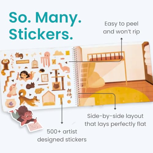 All The Different Rooms 500+ Sticker Book by Cupkin Fashion Toddler Travel Activity Coloring + Sticker Book, Road Trip Essentials, 12 Coloring Pages + Side by Side Scenes for Ages 2–8 Years - color: Rooms