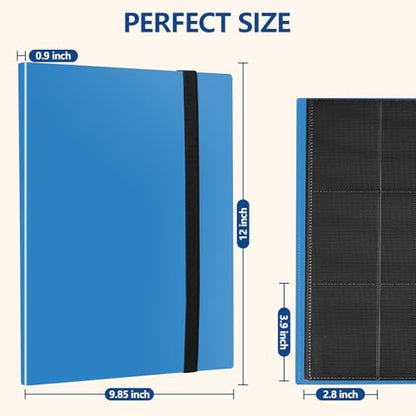 Card Binder, EDUDIIU 9 Pockets Premium Trading Card Binders, Cards Collection Binder Album, Side Loading Yugioh Holder Book for Sport, Football, Baseball Collector - Blue - color: Blue