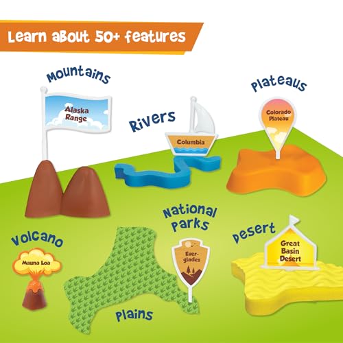 Imagimake Mapology Physical Features of USA, Geography Game for Kid Age 8+ | Educational 3D Jigsaw Puzzle, Learn Mountains, Rivers & Volcanoes, Birthday Gift for Boys & Girls Ages 8,9,10,11,12 Years Old - style: Physical Features of USA