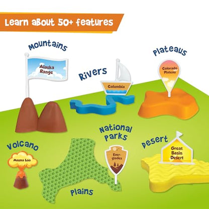 Imagimake Mapology Physical Features of USA, Geography Game for Kid Age 8+ | Educational 3D Jigsaw Puzzle, Learn Mountains, Rivers & Volcanoes, Birthday Gift for Boys & Girls Ages 8,9,10,11,12 Years Old - style: Physical Features of USA