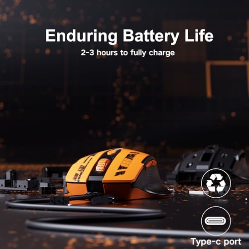 Uineer Wireless Mouse, 2.4GHz Rechargeable Computer Mouse, Battery Display | Stable 2.4GHz USB-A connection, rechargeable battery display and 4 adjustable DPI levels. - color: matte yellow