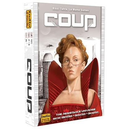 Coup Card Game by Indie Boards & Cards | Fast Bluffing and Social Deduction Strategy | Hidden Roles, Deception, and Player Interaction | Quick 15-Minute Game for 2–6 Players | Adults, Teens, Families - style: Coup (Base Game)