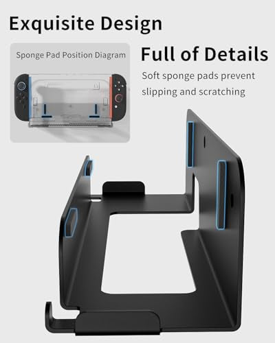 Metal Wall Mount for Nintend0 Switch 2 / OLED / Switch Console, All-in-One Metal Bracket with Pro Controller Holder, Universal Storage Rack for Dock, JoyCons & Pro Controller, Space-Saving Design
