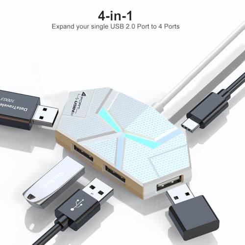 USB Hub 2.0, 4-Port USB Hub,USB Extender with Extra Power Port for Laptop, PC, Xbox, Gamepad,Flash Drive, HDD, Console, Printer, Camera,Keyborad, Mouse,USB Fan (4-Port USB A 2.0) - style: 4-port USB A 2.0