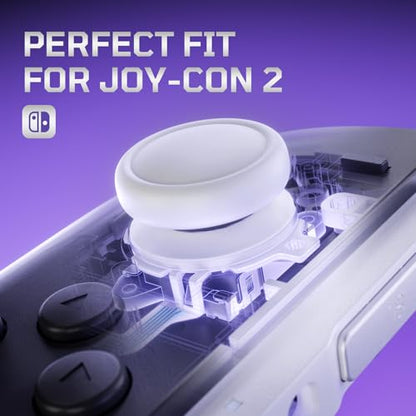 eXtremeRate Replacement 3D Joystick & Thumb Grips & Side Rail Shell Buttons for Nintendo Switch 2 JoyCon, Console Rail Stickers Controller Left Right Analog Stick Thumbsticks Caps for Switch 2 - White - color: White