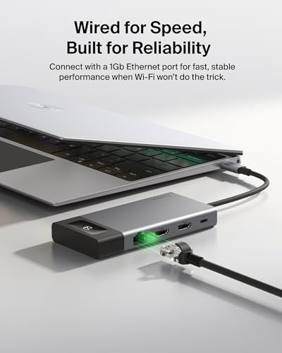 Belkin USB-C Hub 8 in 1 100W Dual Display for Windows | 4K@60Hz resolution, ethernet port, mirrored display support for macOS, compatible with Chromebook, travel-friendly - style: 8-in-1 Hub
