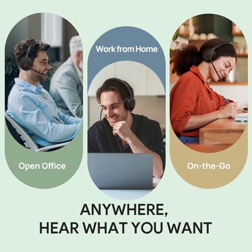 Yealink BH74 ANC Wireless Headset with Mic for Work, Bluetooth Headset Noise Cancelling with 6 AI Microphone,32H Battery Life & Mute Button,Microsoft Teams Premium Open Office Certified for PC - color: Black (Teams), style: BH74