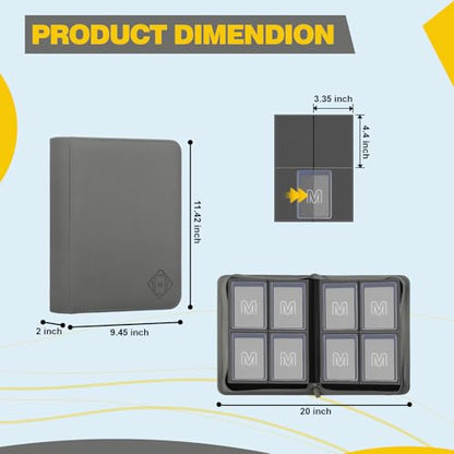 Toploader Binder,4-Pocket Side Load Trading Card Album, Holds 128 Cards | Top Loader Binder with Double-Sided Pockets for MTG, Sports Cards, Top Loader Storage（4 Dark Grey） - color: 4Dark Grey2