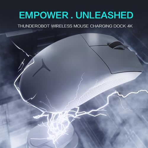Thunderobot ML903 4K Souris Gamer Sans Fil avec Station de Charge RGB, Capteur Optique de 26 000 DPI,PAW3395,Longue Durée de Vie de la Batterie, Souris Ergonomique Sans Fil Pour PC, Mac - color: White