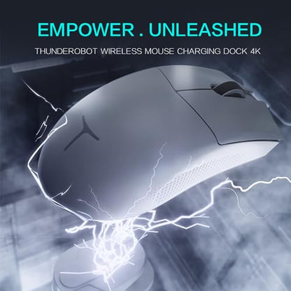 Thunderobot ML903 4K Souris Gamer Sans Fil avec Station de Charge RGB, Capteur Optique de 26 000 DPI,PAW3395,Longue Durée de Vie de la Batterie, Souris Ergonomique Sans Fil Pour PC, Mac - color: White