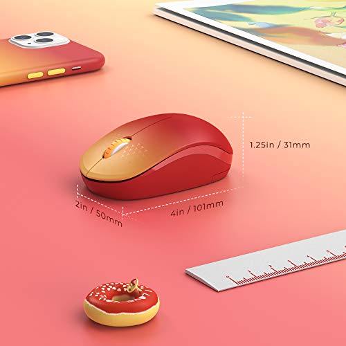 seenda Wireless Mouse for Laptop, 2.4G Noiseless Mouse with USB Receiver - Optical Tracking Portable Computer Mice for Chromebook, PC, Tablet, Windows System, 24 Months Battery Life - Gradient Red - color: Gradient Red