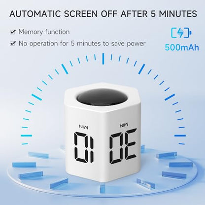 Productivity Timer 1, 5, 10, 30, 60 Minutes Preset, Desk Cube Timer with Gravity Sensor/Mute/Vibration for ADHD, Work, Study, Kitchen, Back to School (White) - color: White